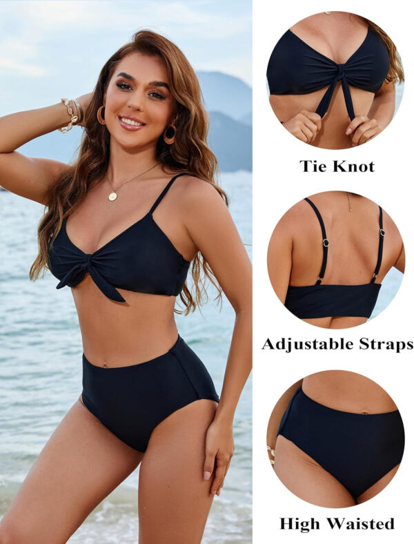Blooming Jelly Womens High Waisted Bikini Set Tie Knot High Rise Two Piece Swimsuits Bathing Suits - Image 4