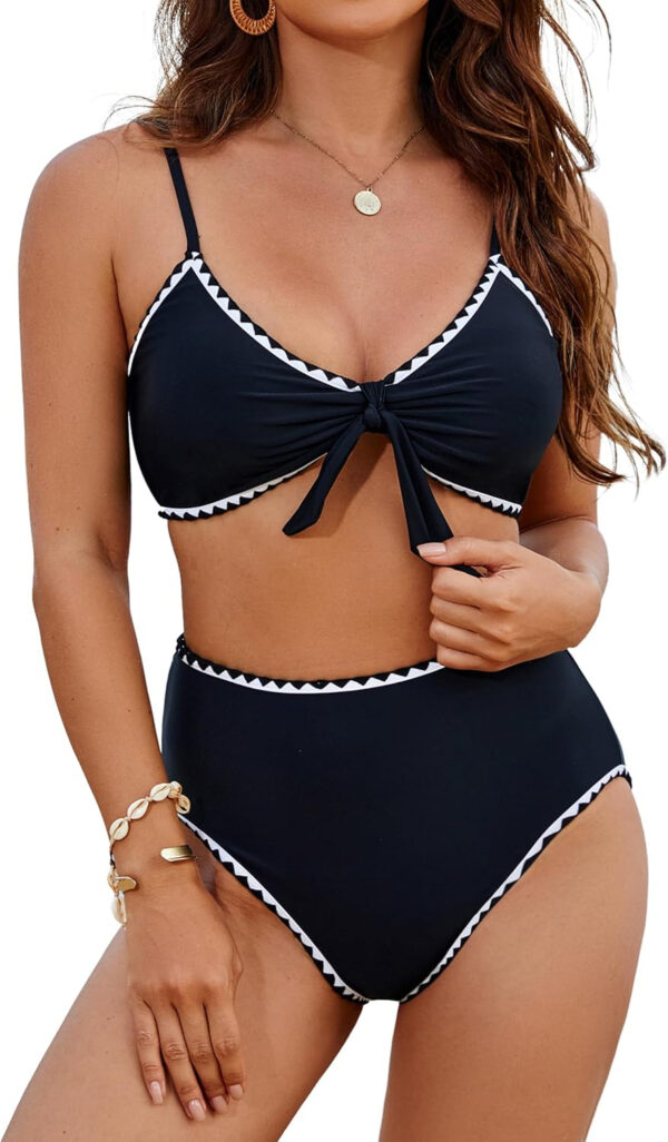 Blooming Jelly Womens High Waisted Bikini Set Tie Knot High Rise Two Piece Swimsuits Bathing Suits - Image 6