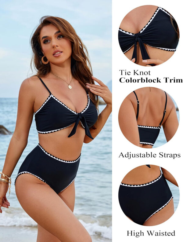 Blooming Jelly Womens High Waisted Bikini Set Tie Knot High Rise Two Piece Swimsuits Bathing Suits - Image 9
