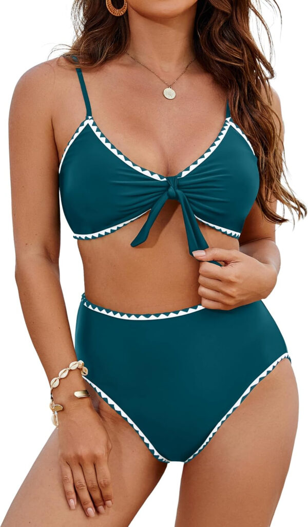 Blooming Jelly Womens High Waisted Bikini Set Tie Knot High Rise Two Piece Swimsuits Bathing Suits - Image 18
