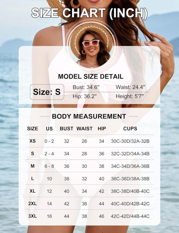 Blooming Jelly Womens High Waisted Bikini Set Tie Knot High Rise Two Piece Swimsuits Bathing Suits - Image 24