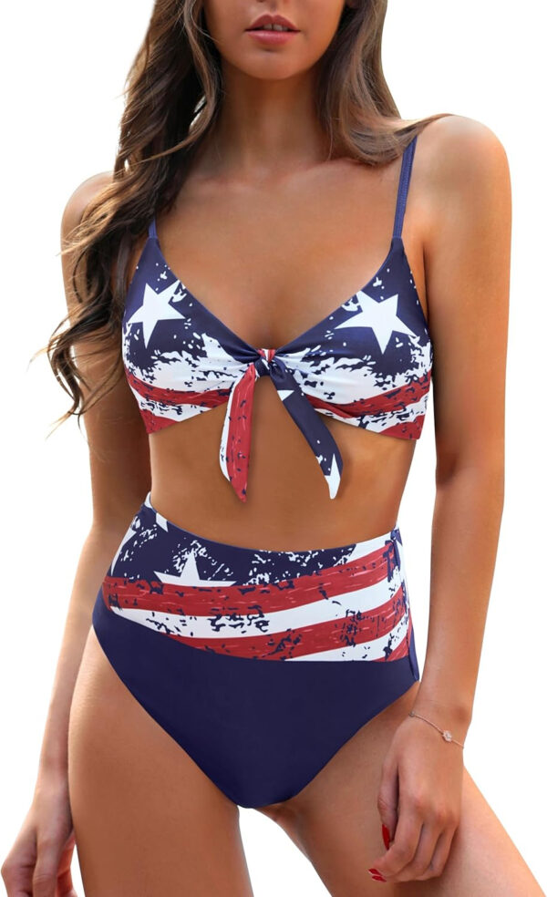 Blooming Jelly Womens High Waisted Bikini Set Tie Knot High Rise Two Piece Swimsuits Bathing Suits - Image 35
