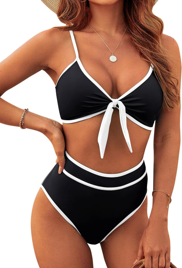 Blooming Jelly Womens High Waisted Bikini Set Tie Knot High Rise Two Piece Swimsuits Bathing Suits - Image 78
