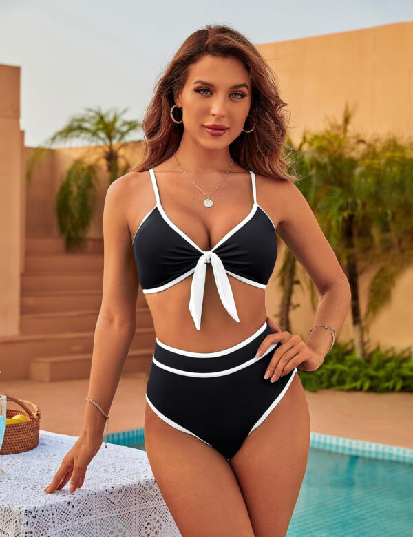 Blooming Jelly Womens High Waisted Bikini Set Tie Knot High Rise Two Piece Swimsuits Bathing Suits - Image 79