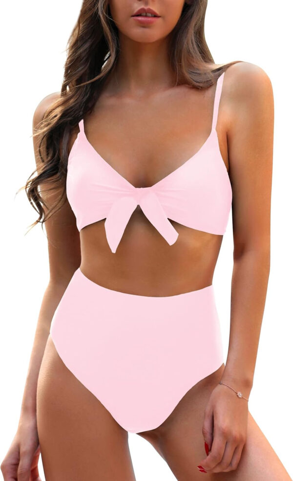 Blooming Jelly Womens High Waisted Bikini Set Tie Knot High Rise Two Piece Swimsuits Bathing Suits - Image 84