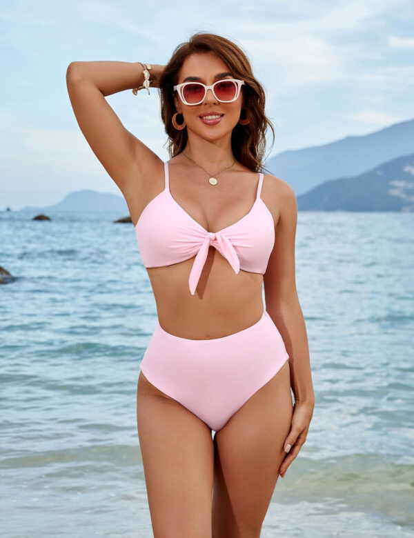 Blooming Jelly Womens High Waisted Bikini Set Tie Knot High Rise Two Piece Swimsuits Bathing Suits - Image 85