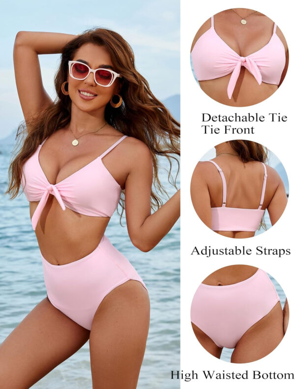 Blooming Jelly Womens High Waisted Bikini Set Tie Knot High Rise Two Piece Swimsuits Bathing Suits - Image 87