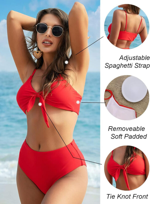Blooming Jelly Womens High Waisted Bikini Set Tie Knot High Rise Two Piece Swimsuits Bathing Suits - Image 116