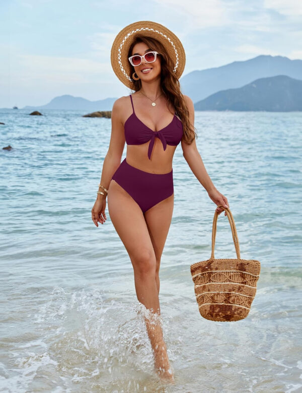 Blooming Jelly Womens High Waisted Bikini Set Tie Knot High Rise Two Piece Swimsuits Bathing Suits - Image 137