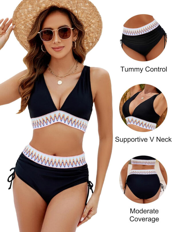 Blooming Jelly Women High Waisted Bikini Sets Tummy Control Swimsuits Color Block Two Piece Drawstring Bathing Suit - Image 21