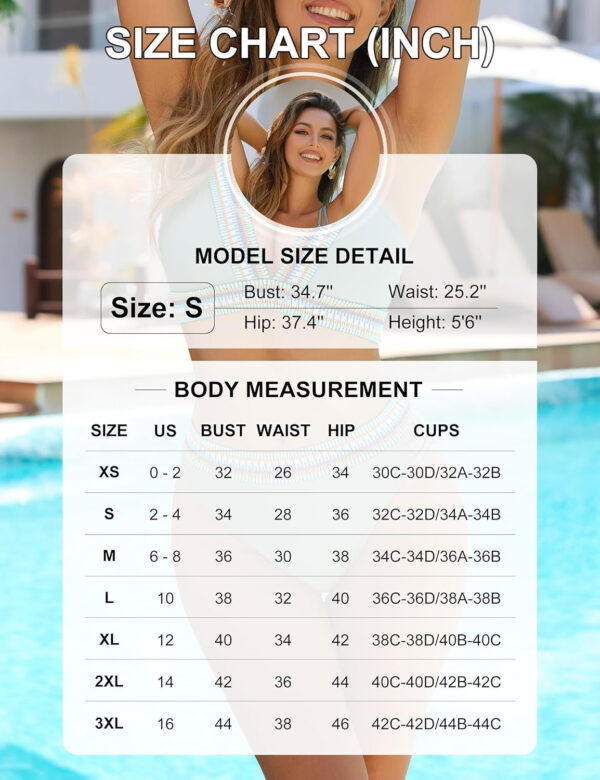 Blooming Jelly Womens High Waisted Bikini Sets Color Block Two Piece Swimsuit V Neck Crisscross Back Bathing Suit - Image 6