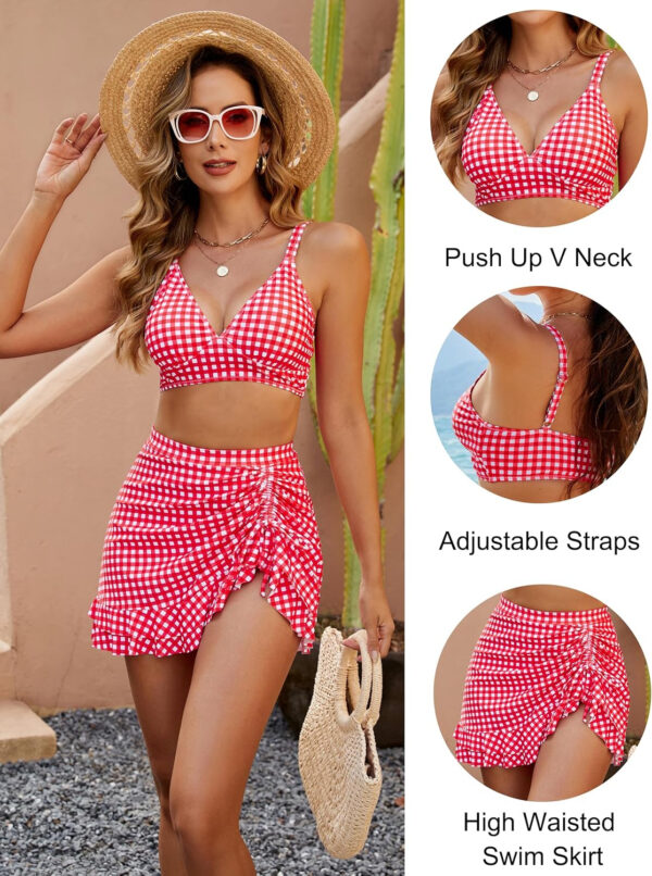 Blooming Jelly Women's High Waisted Bikini Sets Tummy Control Swim Skirt Two Piece Swim Suit 2025 Retro Swimsuit - Image 3