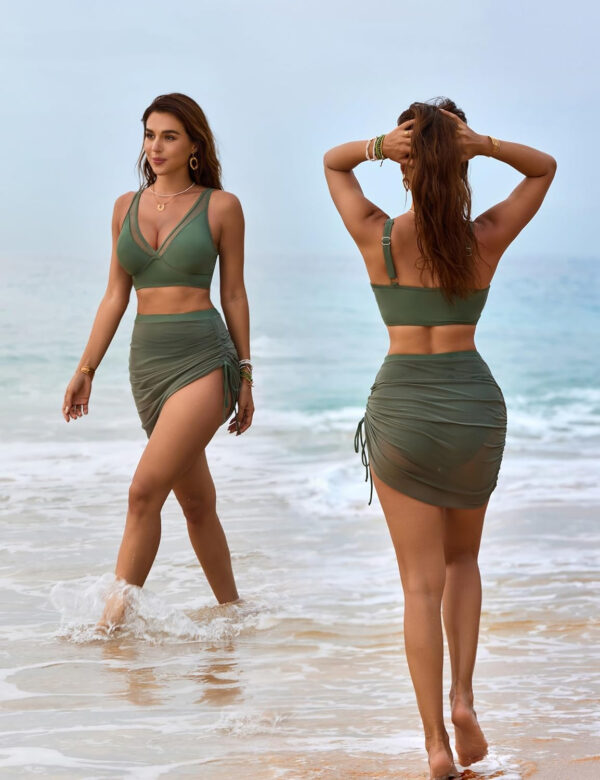Blooming Jelly Womens Swim Skirt High Waisted Bikini Sets Tummy Control Swimsuits Mesh Sarong Wraps Bathing Suits - Image 20