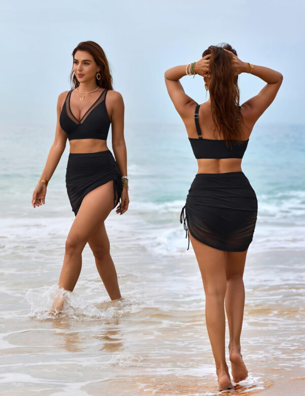 Blooming Jelly Womens Swim Skirt High Waisted Bikini Sets Tummy Control Swimsuits Mesh Sarong Wraps Bathing Suits - Image 31