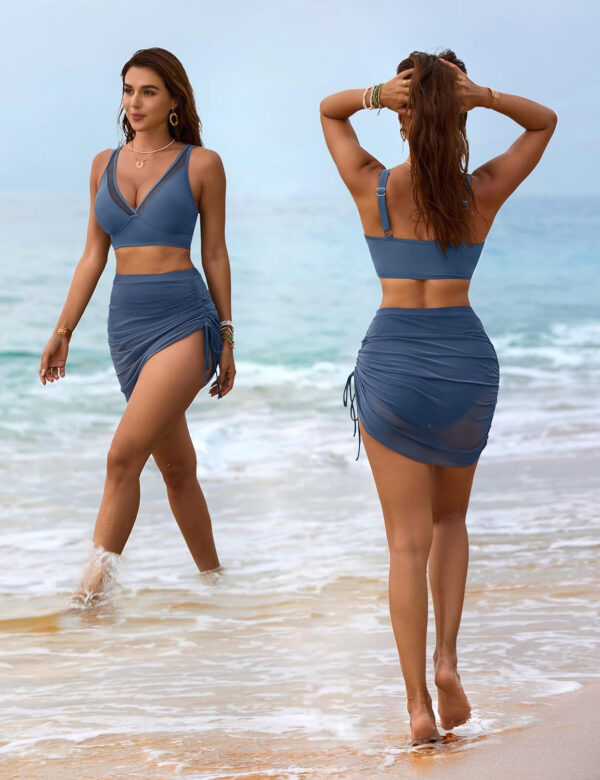 Blooming Jelly Womens Swim Skirt High Waisted Bikini Sets Tummy Control Swimsuits Mesh Sarong Wraps Bathing Suits - Image 63
