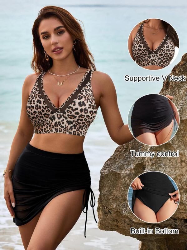 Blooming Jelly Womens Swim Skirt High Waisted Bikini Sets Tummy Control Swimsuits Mesh Sarong Wraps Bathing Suits - Image 75