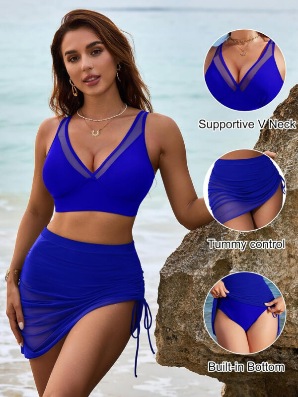 Blooming Jelly Womens Swim Skirt High Waisted Bikini Sets Tummy Control Swimsuits Mesh Sarong Wraps Bathing Suits - Image 80