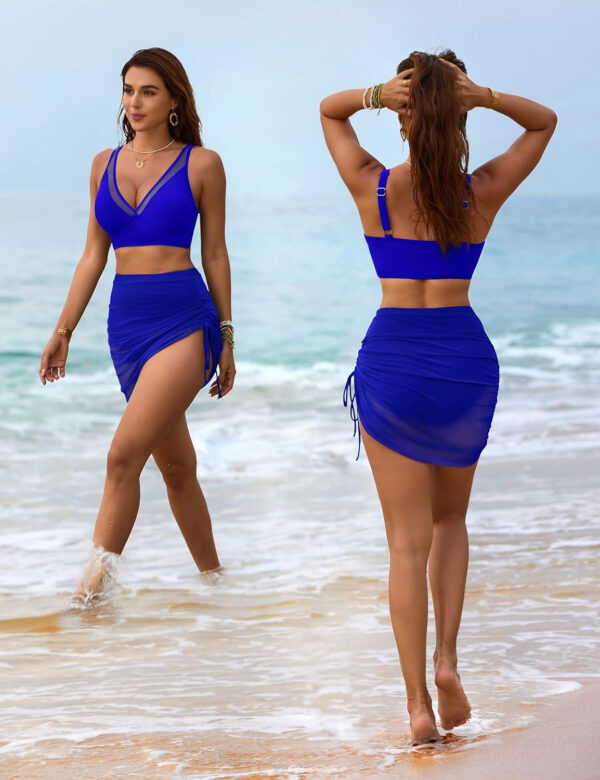 Blooming Jelly Womens Swim Skirt High Waisted Bikini Sets Tummy Control Swimsuits Mesh Sarong Wraps Bathing Suits - Image 83