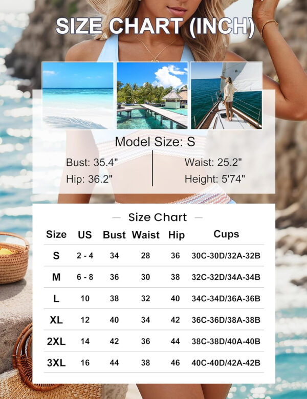 Blooming Jelly Womens High Waisted Bikini Sets Color Block Tummy Control Swimsuits Drawstring Two Piece Bathing Suit - Image 17
