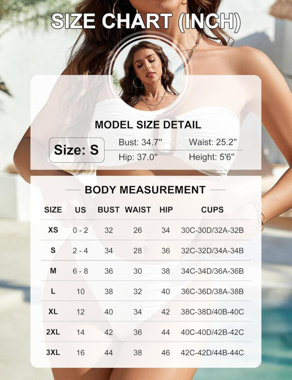 Blooming Jelly Womens Bandeau Bikini Sets Sexy Strapless Two Piece Swimsuit Cheeky High Cut Cute Ribbed Ladies Bathing Suit - Image 7