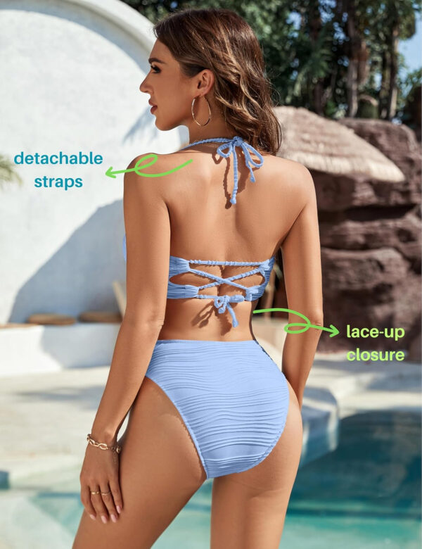 Blooming Jelly Womens Bandeau Bikini Sets Sexy Strapless Two Piece Swimsuit Cheeky High Cut Cute Ribbed Ladies Bathing Suit - Image 12