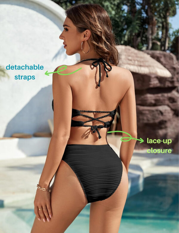 Blooming Jelly Womens Bandeau Bikini Sets Sexy Strapless Two Piece Swimsuit Cheeky High Cut Cute Ribbed Ladies Bathing Suit - Image 77