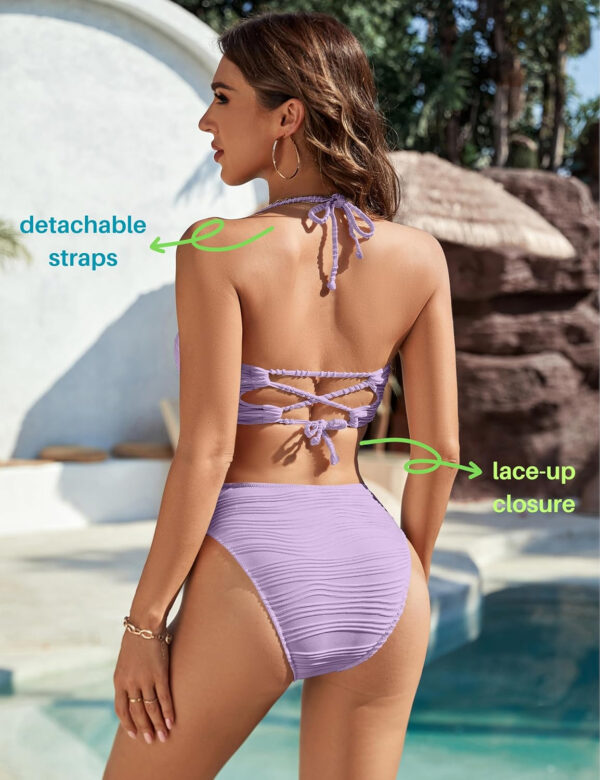 Blooming Jelly Womens Bandeau Bikini Sets Sexy Strapless Two Piece Swimsuit Cheeky High Cut Cute Ribbed Ladies Bathing Suit - Image 84