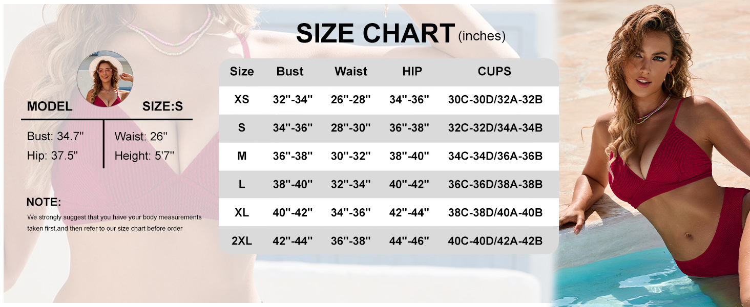 bikini size chart