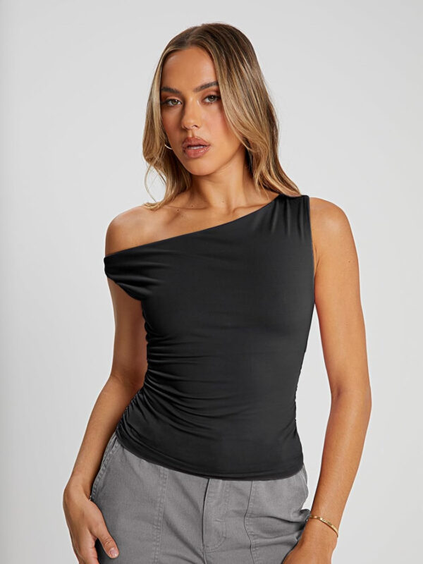 Trendy Queen Womens Summer Off The Shoulder Tops Going Out T Shirts Crop Tank Top Fashion Clothes Spring Outfits 2025 - Image 2