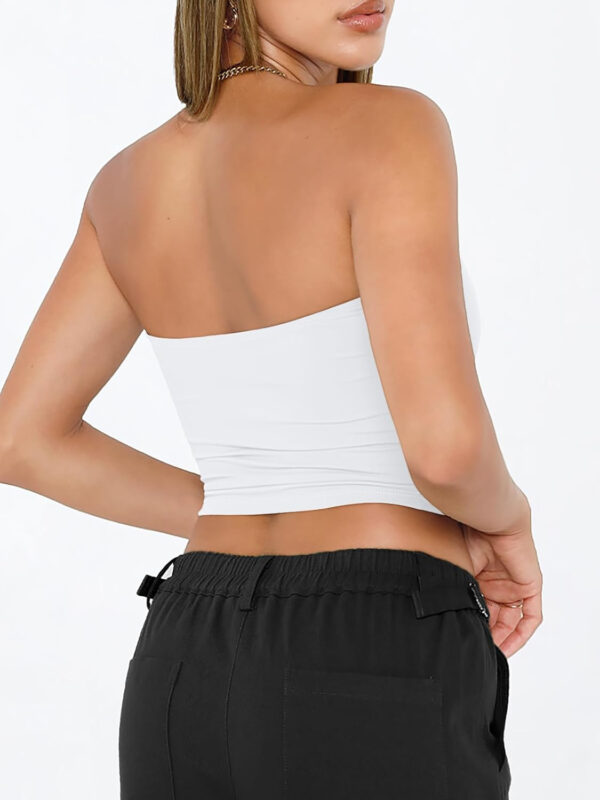 Trendy Queen Womens Tube Tops Strapless Crop Tops Basic Backless Sleeveless Bandeau Going Out Cute 2025 Summer Outfits - Image 4