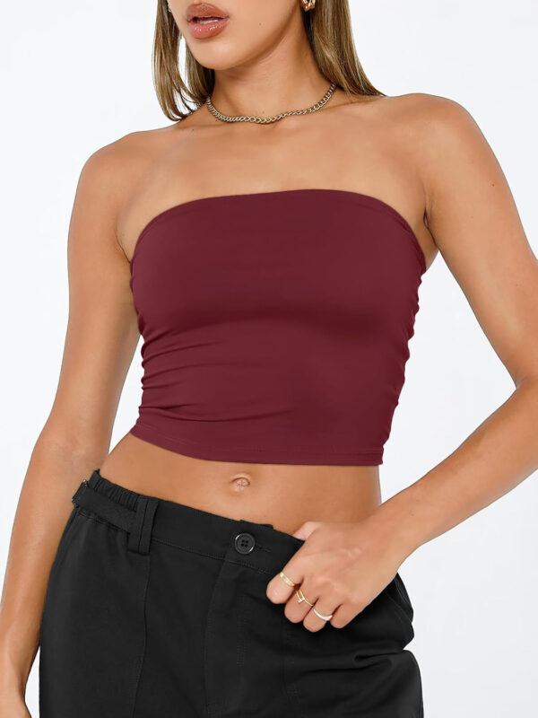 Trendy Queen Womens Tube Tops Strapless Crop Tops Basic Backless Sleeveless Bandeau Going Out Cute 2025 Summer Outfits - Image 17