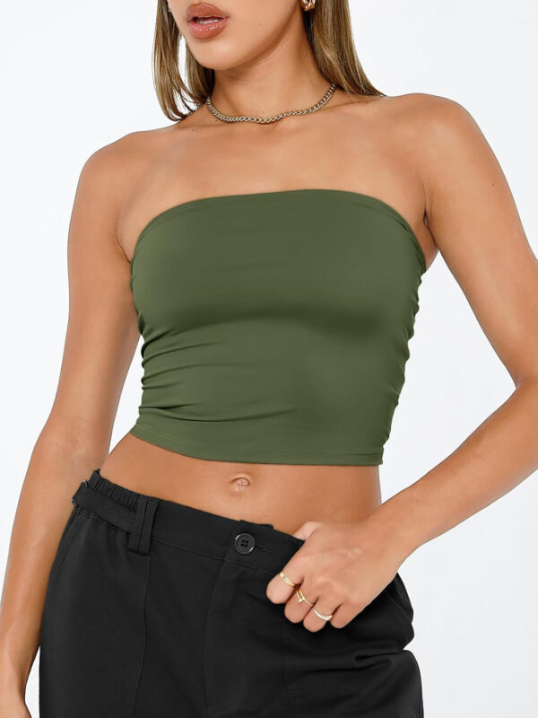 Trendy Queen Womens Tube Tops Strapless Crop Tops Basic Backless Sleeveless Bandeau Going Out Cute 2025 Summer Outfits - Image 27
