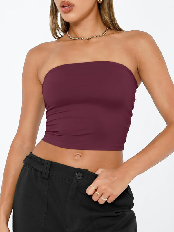 Trendy Queen Womens Tube Tops Strapless Crop Tops Basic Backless Sleeveless Bandeau Going Out Cute 2025 Summer Outfits - Image 72