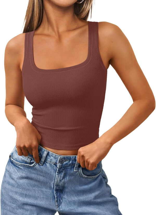 Trendy Queen Women's Summer Square Neck Tank Tops Workout Cropped Ribbed Summer Camisole Sleeveless Clothes 2025 - Image 13