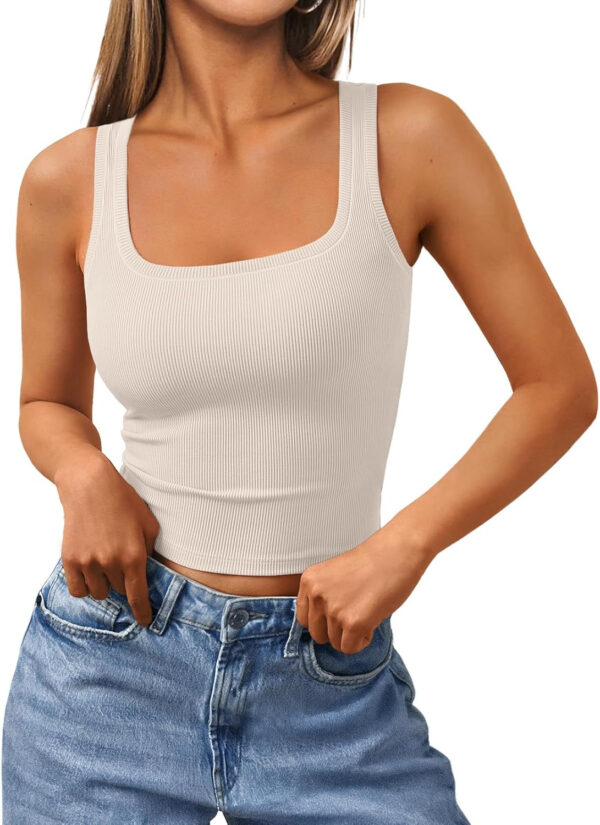 Trendy Queen Women's Summer Square Neck Tank Tops Workout Cropped Ribbed Summer Camisole Sleeveless Clothes 2025 - Image 28