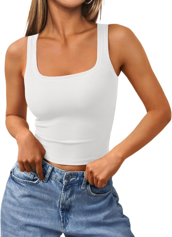 Trendy Queen Women's Summer Square Neck Tank Tops Workout Cropped Ribbed Summer Camisole Sleeveless Clothes 2025 - Image 63