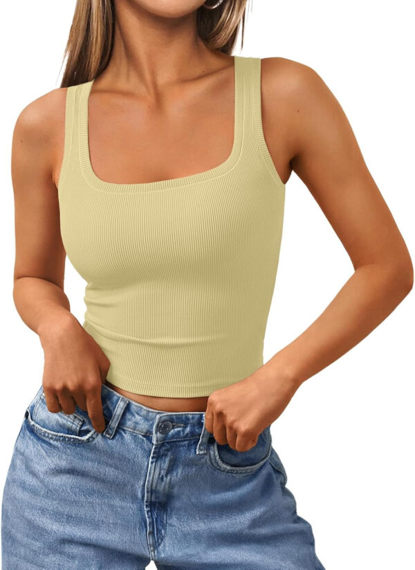 Trendy Queen Women's Summer Square Neck Tank Tops Workout Cropped Ribbed Summer Camisole Sleeveless Clothes 2025 - Image 68