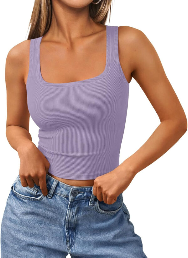 Trendy Queen Women's Summer Square Neck Tank Tops Workout Cropped Ribbed Summer Camisole Sleeveless Clothes 2025 - Image 74