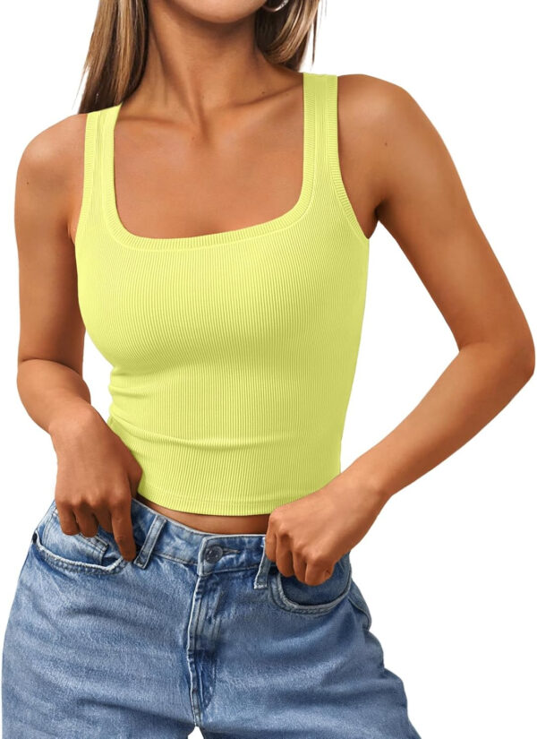 Trendy Queen Women's Summer Square Neck Tank Tops Workout Cropped Ribbed Summer Camisole Sleeveless Clothes 2025 - Image 79