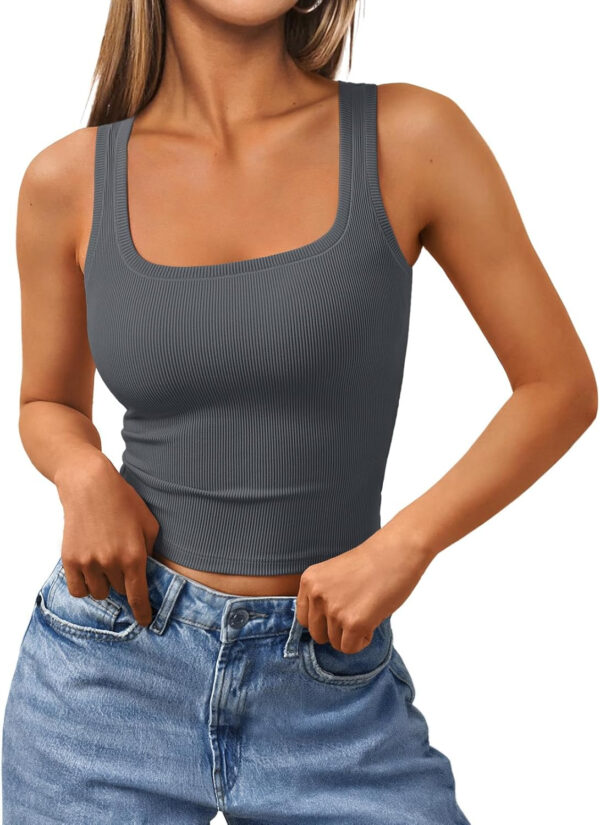 Trendy Queen Women's Summer Square Neck Tank Tops Workout Cropped Ribbed Summer Camisole Sleeveless Clothes 2025 - Image 84