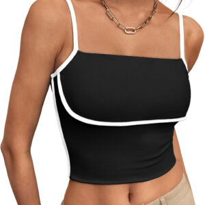 Trendy Queen Womens Camisole Tube Tops with Adjustable Spaghetti Strap Cute Summer Going Out Crop Tops 2025