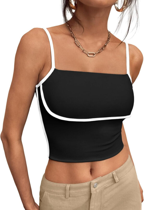 Trendy Queen Womens Camisole Tube Tops with Adjustable Spaghetti Strap Cute Summer Going Out Crop Tops 2025