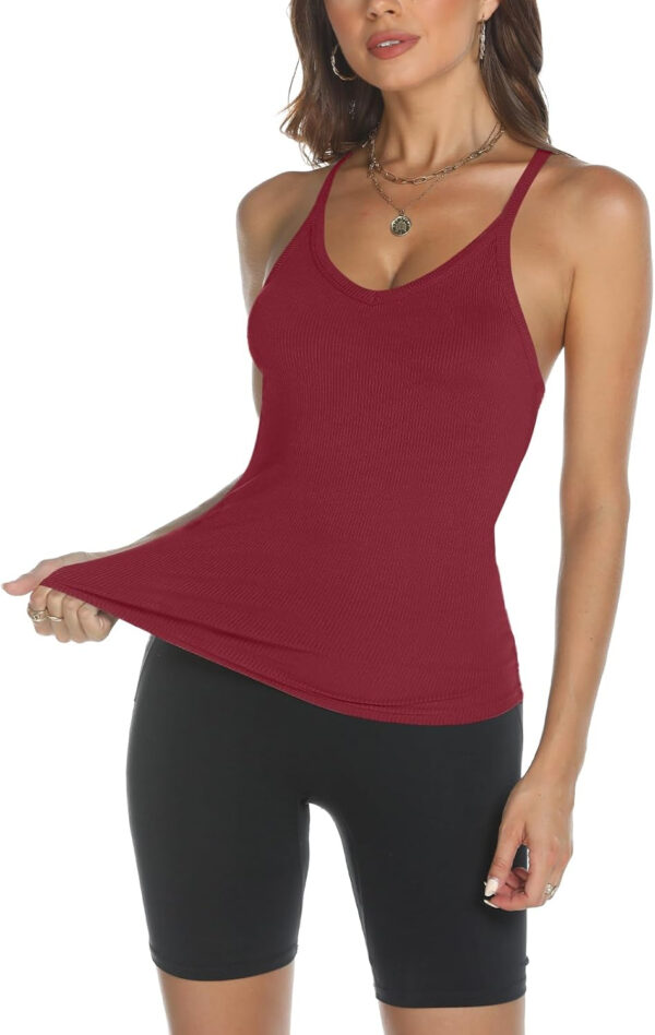 Trendy Queen Womens Workout Tank Tops Racerback Summer 2025 Camisole Top V Neck Ribbed Sleeveless Beach Fashion Clothes - Image 8