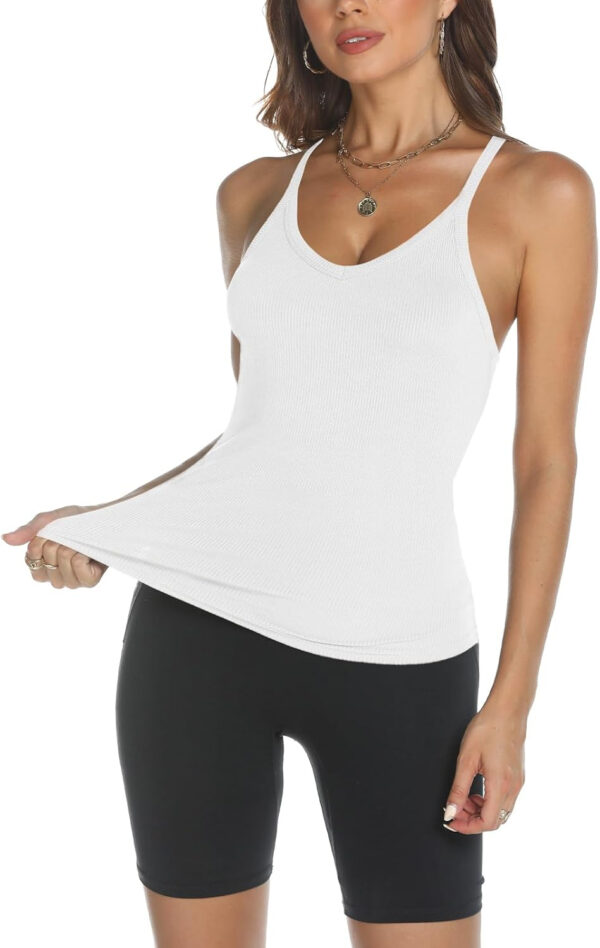 Trendy Queen Womens Workout Tank Tops Racerback Summer 2025 Camisole Top V Neck Ribbed Sleeveless Beach Fashion Clothes - Image 67