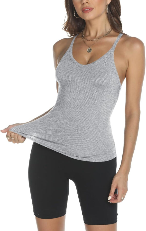Trendy Queen Womens Workout Tank Tops Racerback Summer 2025 Camisole Top V Neck Ribbed Sleeveless Beach Fashion Clothes - Image 98