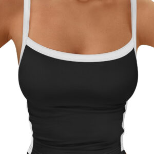Trendy Queen Women's Double Lined Tank Tops Spaghetti Strap Square Neck Camisole Sleeveless Racerback Cropped Summer Clothes