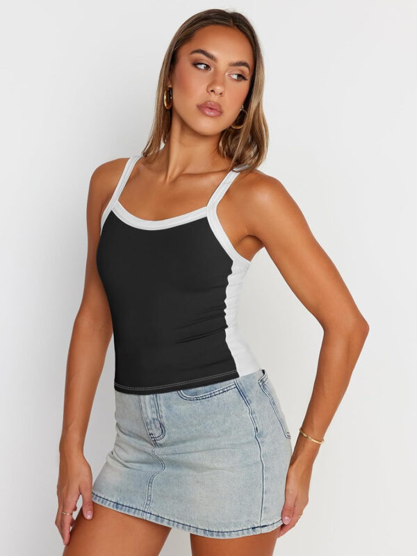 Trendy Queen Women's Double Lined Tank Tops Spaghetti Strap Square Neck Camisole Sleeveless Racerback Cropped Summer Clothes - Image 3