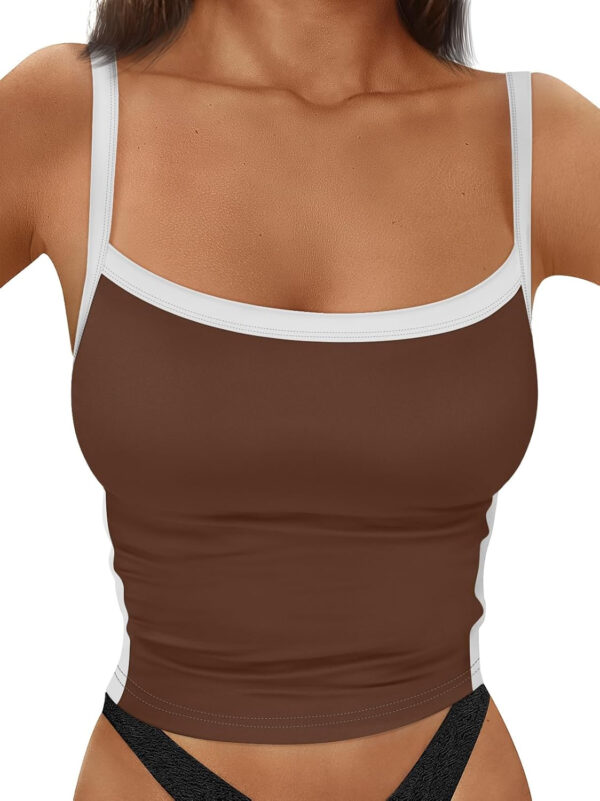 Trendy Queen Women's Double Lined Tank Tops Spaghetti Strap Square Neck Camisole Sleeveless Racerback Cropped Summer Clothes - Image 6