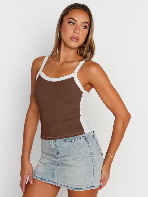 Trendy Queen Women's Double Lined Tank Tops Spaghetti Strap Square Neck Camisole Sleeveless Racerback Cropped Summer Clothes - Image 8