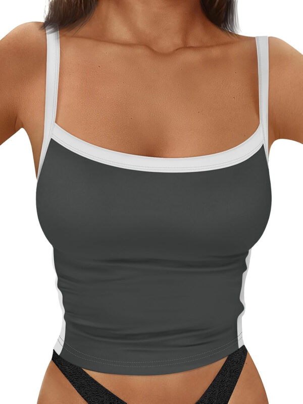Trendy Queen Women's Double Lined Tank Tops Spaghetti Strap Square Neck Camisole Sleeveless Racerback Cropped Summer Clothes - Image 10